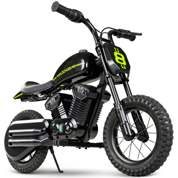 Madd Gear 24-Volt My 1st Mini Electric Dirt Bike for Kids Ages 5-8 - Dual Speed Up to 10 MPH, 12" Tires, 7.5 Mile Range, 110 lbs Max Capacity - Lightweight, Safe Electric Motorcycle