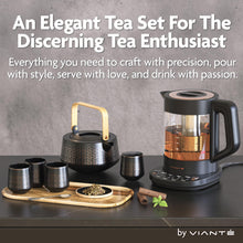 Vianté Luxury Tea Set. Electric Kettle with Tea Infuser for Loose Leaf Tea And Ceramic Serving Set. Tea Pot And Cups Set With Wooden Tray. Excellent Gift Idea For Tea Lovers.