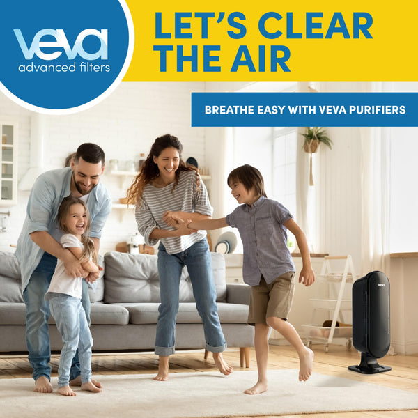 VEVA Air Purifier for Home, Large Room, Bedroom, HEPA Filter & 4 Activated Carbon Pre-Filters - Removes Allergens, Pets Hair, Dust, Dander, Smoke, Odor - Pro Elite 8000