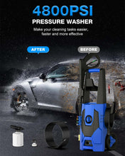 FIOCCO Electric Pressure Washer, 4800PSI Max 3.1 GPM Portable Power Washer with 35FT Cord, 20FT Hose, 4 Quick Nozzles, Foam Cannon High Power Washers Electric Powered for Car, Garden, Patio, Navy