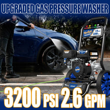 TOOLCY Gas Pressure Washer 3200 PSI & 2.6 GPM, High Performance Enigne, Includes Swivel Spray Gun and Wand, 35FT Power Washer Hose, 5 Nozzle Tips, Onboard Soap Tank, for Cars/Driveways/Homes