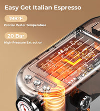 atatix Espresso Machine with Milk Frother, 20 Bar High Pressure Professional Espresso Maker Automatic, Compact Stainless Steel Coffee Machine for Cappuccino, Latte, Gift for Coffee Lover, Silver