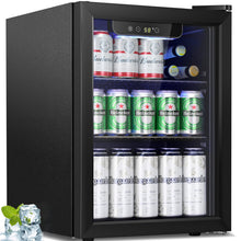 Antarctic Star Beverage Refrigerator Cooler-68 Can 16 Bottle Mini Fridge for Soda Beer Wine Champagne,Glass Door, Drink Dispenser, Knob Control,for Home and Bar,1.7Cu.Ft,Black