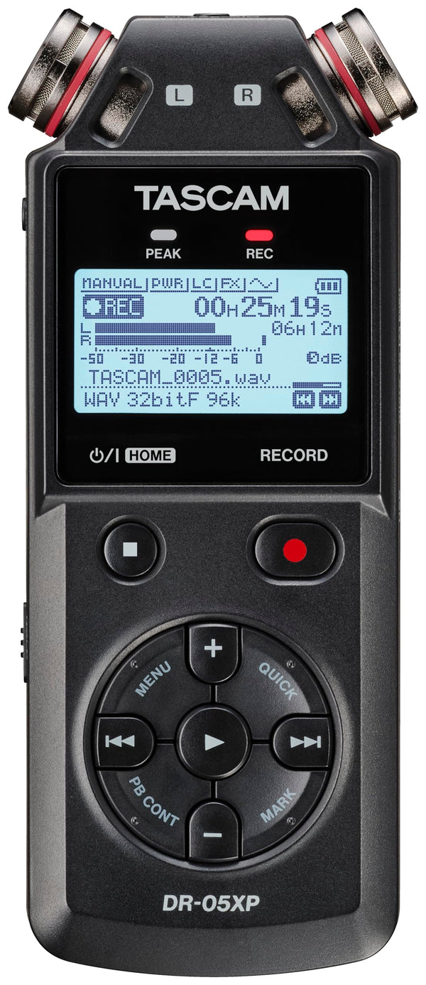 TASCAM DR-05XP 32-Bit Float Portable Handheld Field Recorder and USB-C Audio Interface — Digital Stereo Recording of Music, Sound, Voice, Audio for Video and Podcasting