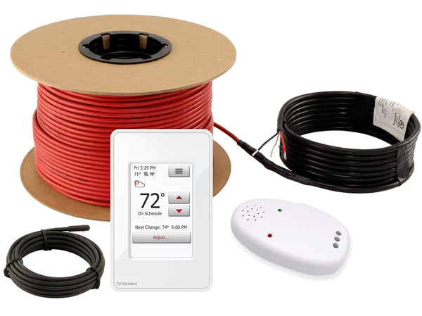 LuxHeat 20sqft Floor Heating Cable Kit - 120v Under Floor Heating System for Tile - Heated Flooring System - Includes UWG4 WiFi Programmable Thermostat w/GFCI, Heated Cable, Alarm & Flooring Sensor