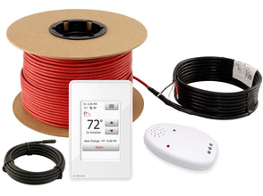 LuxHeat 20sqft Floor Heating Cable Kit - 120v Under Floor Heating System for Tile - Heated Flooring System - Includes UWG4 WiFi Programmable Thermostat w/GFCI, Heated Cable, Alarm & Flooring Sensor