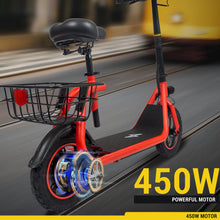 Phantomgogo Electric Scooter for Adults Foldable Scooter with Seat & Carry Basket E-Scooter with Brushless Motor 15MPH 265lbs Max Load E Mopeds for Adults Commuter (R1, Red)