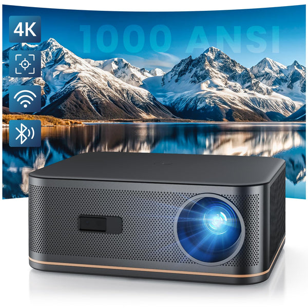 [1000 ANSI/Auto Focus] 4K Home Theater Projector with WiFi 6 and Bluetooth 5.2, HAPPRUN 300'' Movie Projector for Indoor/Outdoor, Smart Proyector Compatible with Phone/TV Stick/PC/PS5