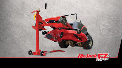 MoJack EZ Max - Riding Lawn Mower Lift, 450lb Lifting Capacity, Fits Most Residential & ZTR Mowers, Space-Saving Folding, Ideal for Mower Maintenance & Repair, Red