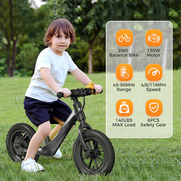 wonzeal Kids Balance Bike with Colorful Lighting for Ages 3-5, Toddler Balance Bikes with Adjustable Seat and Knee/Wrist/Elbow Pads, Boy Girls Birthday Toys.