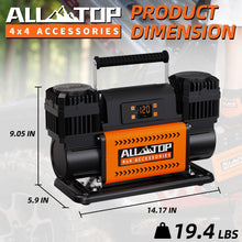 ALL-TOP 12V Air Compressor w/LCD Control Panel to Preset Target Pressure, 150PSI 12.35CFM Air Pump Inflator for Overland (Dual Cylinder)