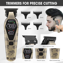 Qreeyx Professional Cordless Barber Clippers for Men - Hair Clippers Zero Gap T-Blade Trimmer Electric Foil Shaver and Nose Hair Trimmer Set, Hair Cutting Grooming Kit Ideal Gift for Men