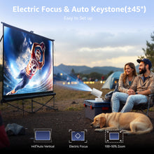 [Rechargeable&Electric Focus] Projector with WiFi 6 and Bluetooth,Mini Portable Outdoor Movie Projector 1080P 4K Support,Auto Keystone 270°Rotatable Android 11 for Phone/TV/Laptop