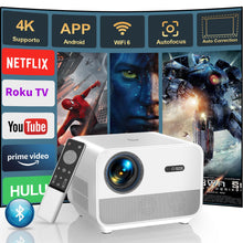 [Auto Focus&Apps] FunFlix A1 4K Projector with 5G WiFi and Bluetooth Android TV 800 ANSI Native 1080P Outdoor Movie Projector Dust-proof 50% Zoom for Phone/TV//HDMI/USB