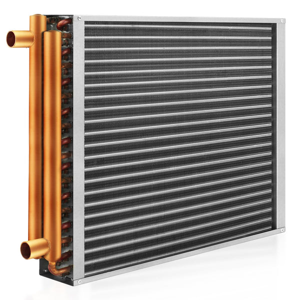 Water to Air Heat Exchanger 16x18 with 1" Copper Ports for Outdoor Wood Furnaces, Residential Heating and Cooling, and Forced Air Heating (HTL16x18)