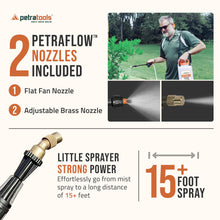 PetraTools Battery Powered Sprayer 1 Gallon - HD1000-S - Heavy Duty Electric Sprayers in Lawn and Garden for Weed/Pest Control, Watering & More - with 2 Nozzles & Strap (1 Gallon)