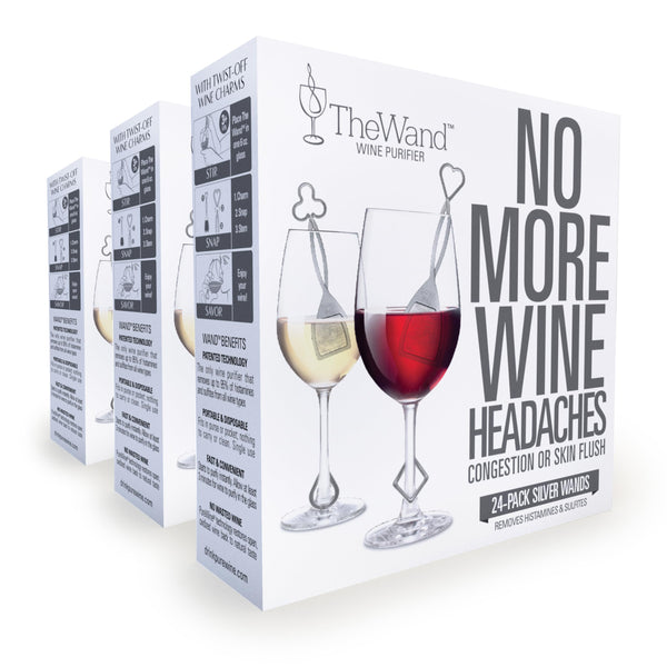 The Wand Wine Purifier (72-Pack) | No More Wine Headaches | Removes Histamines and Sulfites | With Twist-Off Wine Charms | Per-Glass