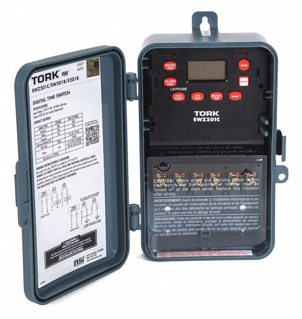 TORK EWZ201C 2 Channel 7-Day Digital SPST and Single Channel DPST Time Switch