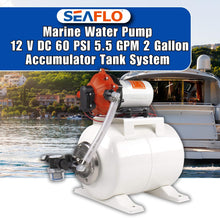 SEAFLO Marine Water Pump 12 V DC 60 PSI 5.5 GPM 2 Gallon Accumulator Tank System | Accumulator Pressure Boost System for Smooth and Quiet Operation | 4-Year Warranty