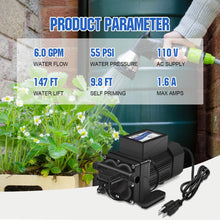 DC HOUSE Brushless 110V Water Pressure Transfer Pump Continuous Duty 6.0 GPM 55 PSI Self Priming On Demand Electric Water Diaphragm Pump 110 Volt AC for Home Garden Irrigation Rain Barrel Pool