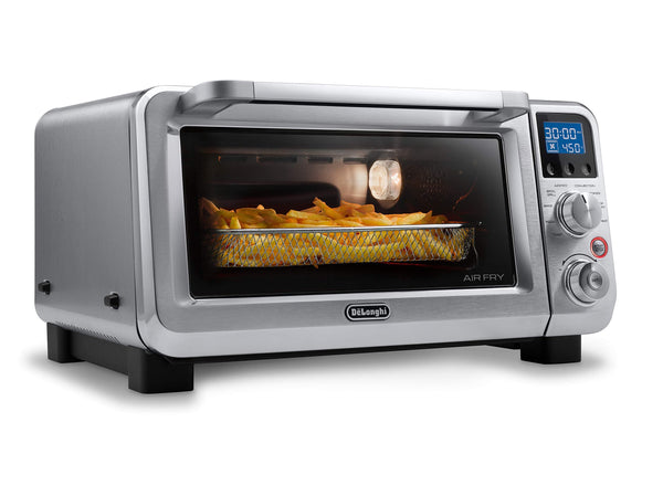 De'Longhi Air Fry Oven, Premium 9-in-1 Digital Air Fry Convection Toaster Oven, Grills, Broils, Bakes, Roasts, Keep Warm, Reheats, 1800-Watts + Cooking Accessories, Stainless Steel, 14L, EO141164M