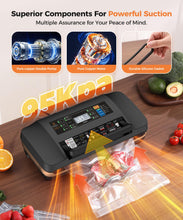 95kpa Vacuum Sealer Machine,Commercial Full Automatic Food Sealer,Powerful Sealing System with Double Heat Seal,Bags Storage, Easy-Lock Handle,Build-in Cutter,1 Bag Rolls and 10 pcs Pre-cut Bags