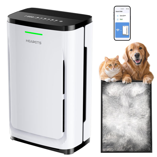 Pet Air Purifiers for Home Large Room up to 2500 sq ft, Efficient 7-Stage Filter, HEPA Air Cleaner for Pet Hair Dander Odor Allergies, Pet Lock, Air Quality Monitor, Sleep Mode, Smart WiFi, Zero Ozone