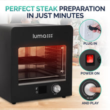 Luma Electric Steak Grill, Portable Indoor Countertop Oven with Griddle, Smokeless Electric Infrared Grill, Heats up to 1450 Degrees, BBQ, Grill, Toast, and Broil Chicken, Beef, Pork, and Vegetables