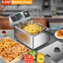 WaterElfo Deep Fryer With Basket 9L/9.5QT Home Use Small Deep Fryer 1800W Commercial Deep Fryers For Kitchens And Dining Rooms With Thermostat Stainless Steels 120V