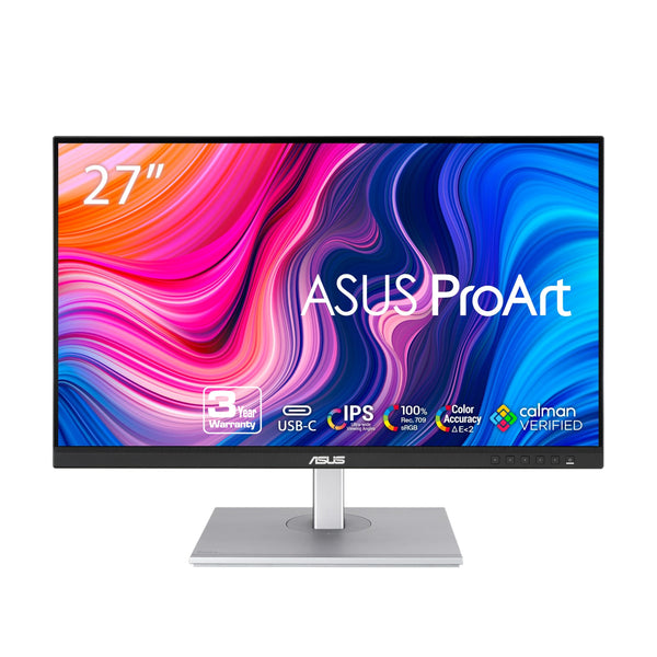 ASUS ProArt Display 27" Monitor - WQHD (2560 x 1440), IPS, 100% sRGB, 100% Rec. 709, ΔE < 2, Calman Verified, USB Hub, USB-C, Daisy-chaining, HDMI, Compatible With Laptop & Mac Monitor - PA278CV