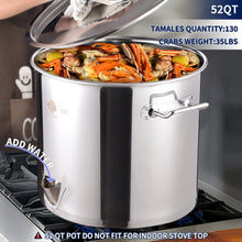 ARC 52-Quart Stainless Steel Tamale Steamer Pot w/Easy-fill Water Spout, Seafood Crab Steamer with Divider and Rack, 13 Gallon