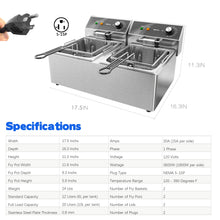 TOPKITCH Commercial Deep Fryer Stainless Steel Dual Tank Electric Deep Fryer with 2 Baskets Capacity 10L X 2(21.2QT) Electric Countertop Fryer for Restaurant and Home Use, 120V 3600W