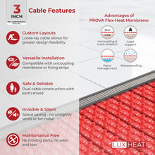 LuxHeat 10sqft Electric Radiant Floor Heating System - 120v Heated Floor System Includes UWG4 WiFi Programmable Thermostat w/GFCI, Uncoupling Membrane for Under Tile, Cable, Monitor & Sensor