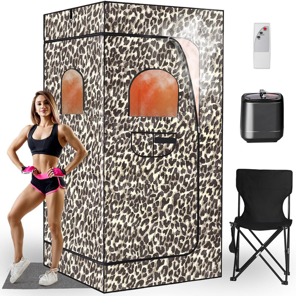 Portable Sauna Box for Home, Treccani Steam Sauna Tent Full Body 1 Person, 9 Levels 60 Mins Select, 3L Steamer Remote Control Easy Install, Folding Chair Waterproof Mat