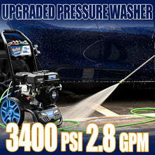 TOOLCY Gas Pressure Washer 3400 PSI & 2.8 GPM, High Performance Enigne, Includes Swivel Spray Gun and Wand, 35FT Power Washer Hose, 5 Nozzle Tips, Onboard Soap Tank, for Cars/Driveways/Homes