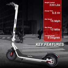 Phantomgogo Foldable Electric Scooter - Powerful Motor, 28 Miles Range, 15.5 Mph, Intelligent Light, Eco-Friendly, Perfect for Adult Commuters (8.5 Inch Wheels (White))