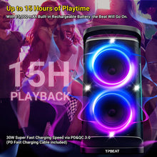 QxbJoy Portable Bluetooth Party Speaker: 160W Peak Powerful Loud Sound Deep Bass Wireless Boombox Large Subwoofer 15 Hours Battery Life Fast Charging with Led Light Show for Outdoor Camping Backyard