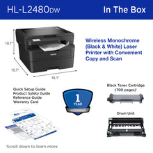 Brother HL-L2480DW Wireless Compact Monochrome Multi-Function Laser Printer with Copy and Scan, Duplex, Mobile, Black & White | Includes Refresh Subscription Trial(1), Amazon Dash Replenishment Ready