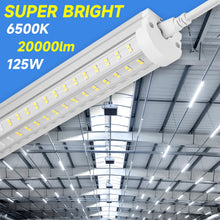 8FT U Shape 125W Integrated LED Tube Light, 6500K Clear White, 20000LM Super Bright, Flush Mount/Hanging, Linkable Shop Lights for Garage Workshop, Plug&Play, 8 Pack