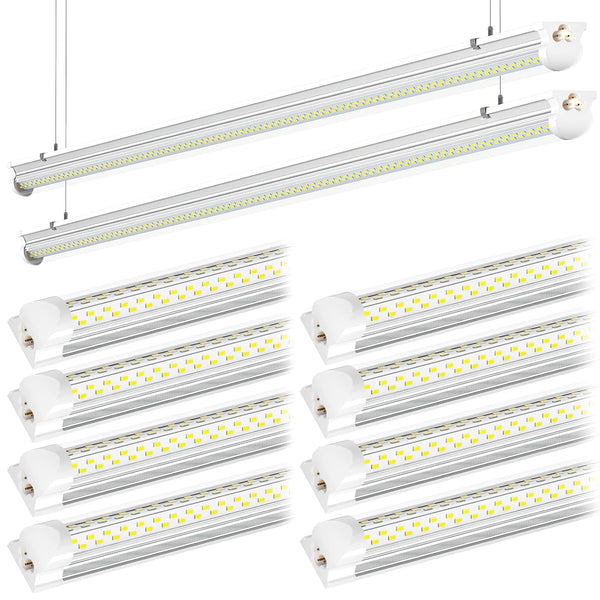 ONLYLUX 8FT LED Shop Lights 6000K White 100W, 15000lm Workshop led Light V Shape, Plug and Play, Hanging/Surface Mount Install, 8 Foot led Lights for Garage,10 Pack