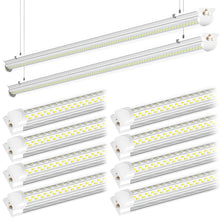 ONLYLUX 8FT LED Shop Lights 6000K White 100W, 15000lm Workshop led Light V Shape, Plug and Play, Hanging/Surface Mount Install, 8 Foot led Lights for Garage,10 Pack