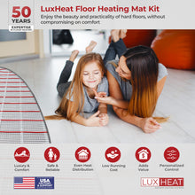 LuxHeat 50sqft Floor Heating Mat Kit - 120v Electric Heating Mat System - Complete Electric Radiant Heated Flooring System Includes Alarm, UDG4 Programmable Thermostat w/GFCI & Floor Sensor