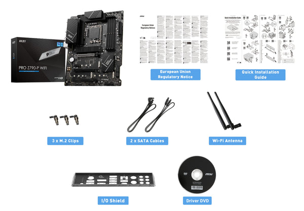 MSI PRO Z790-P WiFi ProSeries Motherboard (Supports 12th/13th/14th Gen Intel Processors, LGA 1700, DDR5, PCIe 5.0, M.2, 2.5Gbps LAN, USB 3.2 Gen2, HDMI/DP, Wi-Fi 6E, Bluetooth 5.3, ATX)