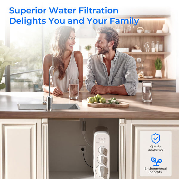 Waterdrop G3P800 Reverse Osmosis System, 800 GPD Fast Flow, NSF/ANSI 42 & 53 & 58 & 372 Certified, 3:1 Pure to Drain, Tankless Under Sink RO Water Filter System, LED Purifier, Smart Faucet