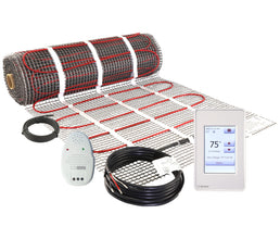 LuxHeat 50sqft Floor Heating Mat Kit - 120v Electric Heating Mat System - Complete Electric Radiant Heated Flooring System Includes Alarm, UDG4 Programmable Thermostat w/GFCI & Floor Sensor