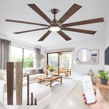 ZMISHIBO 72 inch Oil Rubbed Bronze Ceiling Fans with Lights and Remote, Indoor/Outdoor Farmhouse Ceiling Fan for Living Room Patio, 6 Speed Reversible Quiet DC Motor, 3CCT, Dual Finish Blades