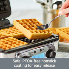 All-Clad Electric Stainless Steel Waffle Maker 4 slice, Digital screen and audible beep alert 7 Browning Levels, Square, Belgium Waffle, Removable Plates, Dishwasher Safe Silver