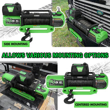 STEGODON Winch 9500lb Electric Winch 12V Winch with Synthetic Rope Car Trailer Winch with Green Hawse Fairlead Wireless Remote and Wired Handle for Truck SUV Jeep