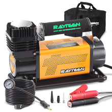 RAYTEEN Xtreme Airflow Tire Inflator Portable Air Compressor, American Standard Air Outlet & Anti-Scald Reflective Protective Sleeve, Air Pump for Car Tires, 12Volt Offroad Air Compressor Heavy Duty