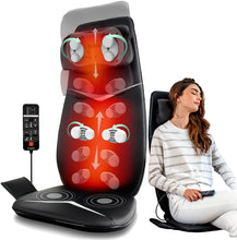 Zyllion Shiatsu Neck and Back Massager - 3D Kneading Deep Tissue Full Body Electric Massage Chair Seat Cushion Pad with Heat and Vibration for Muscle Pain Relief, Home and Office - Black (ZMA-33)